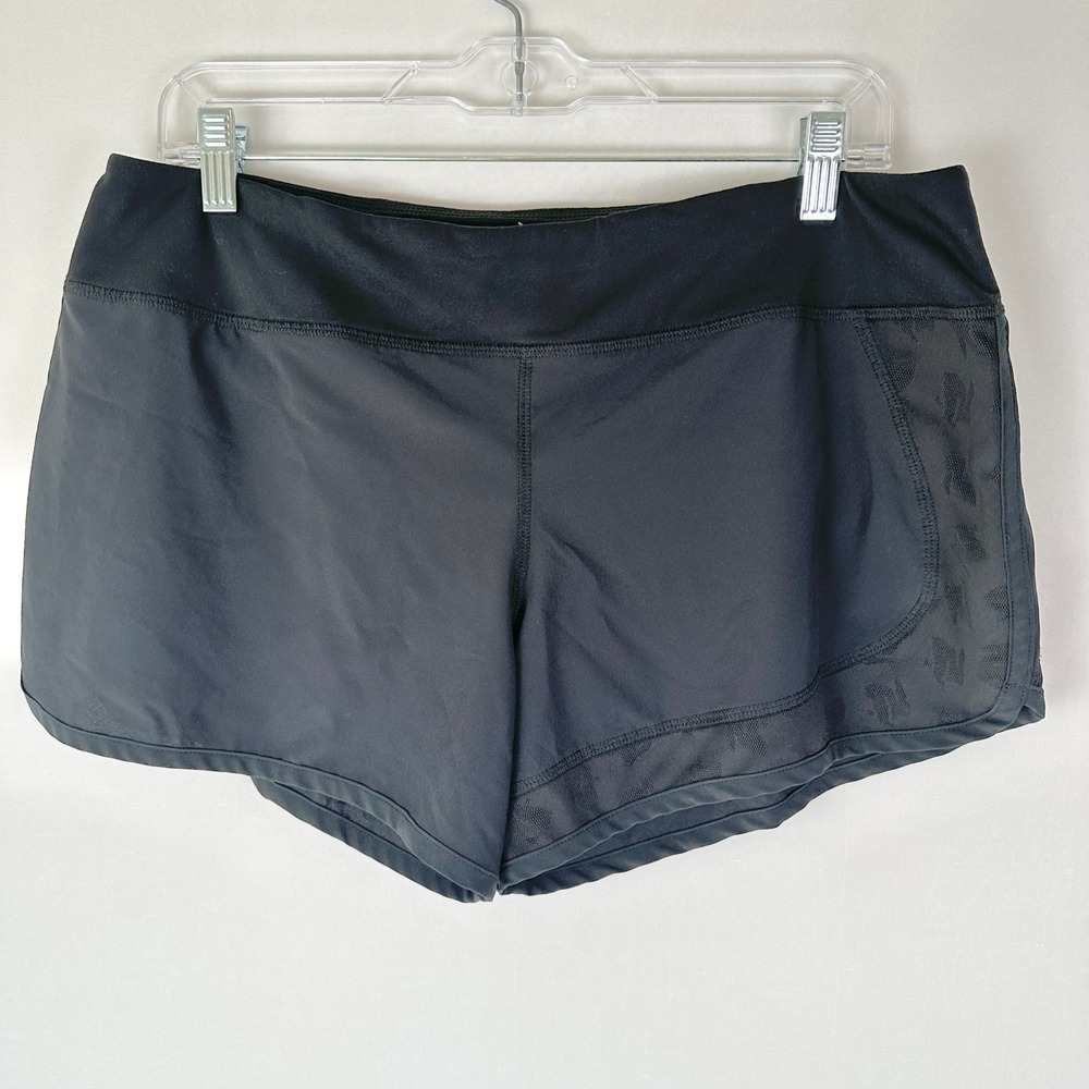 Rabbit‎ Running Shorts Womens XL Black Zipper Pocket Liner Sporty Outdoors